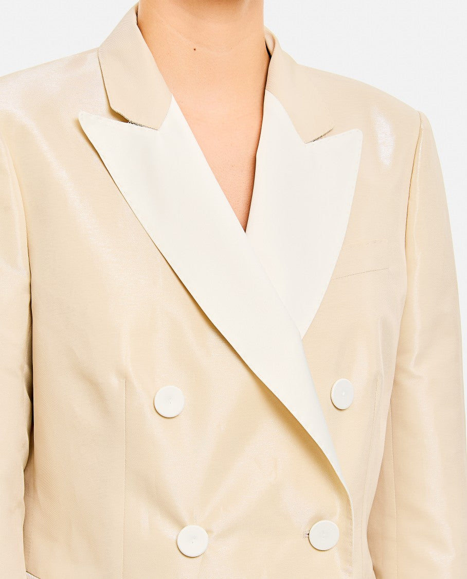 Alberto Biani Beige Double-Breasted Jacket With Flap Pockets And Shiny Finish