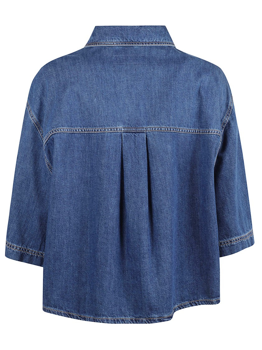 Max Mara Cropped Denim Shirt With Classic Collar