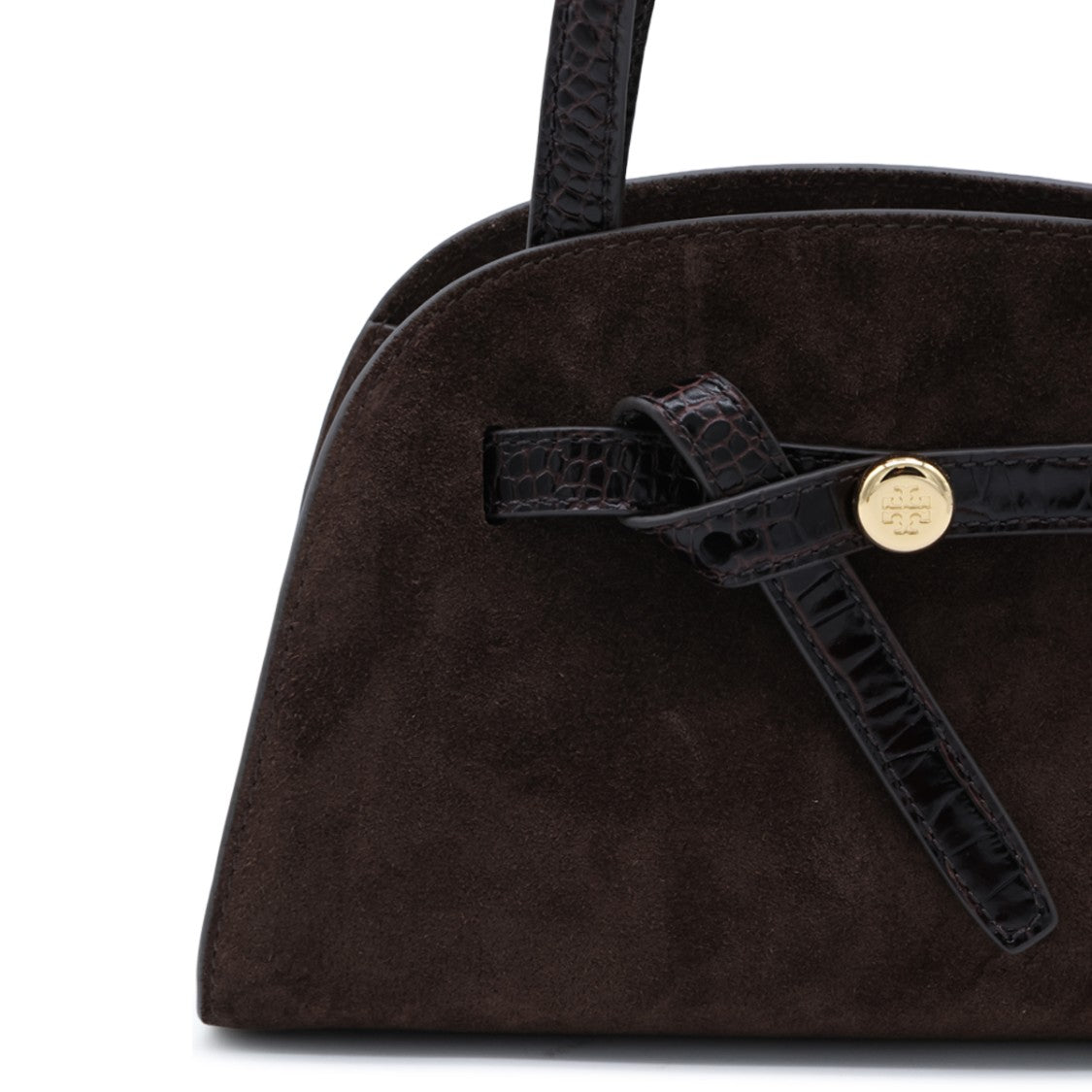 Tory Burch Structured Textured Shoulder Bag Suede Leather