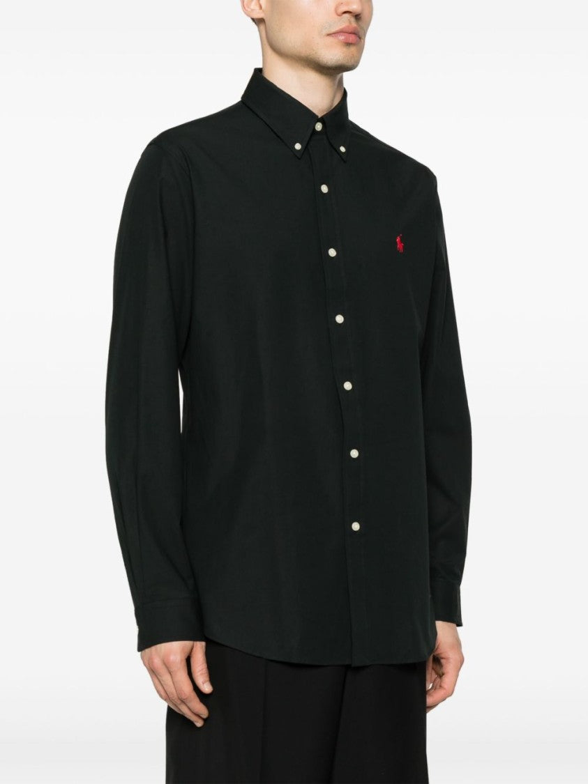 Polo Ralph Lauren Classic Black Shirt With Button-Down Collar And Contrasting Buttons