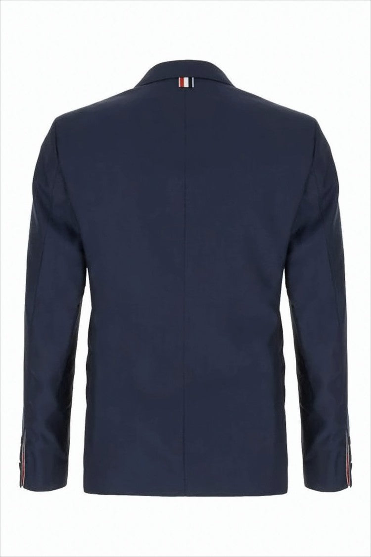 Thom Browne Tailored Deep Navy Wool Blazer With Classic Notch Lapel