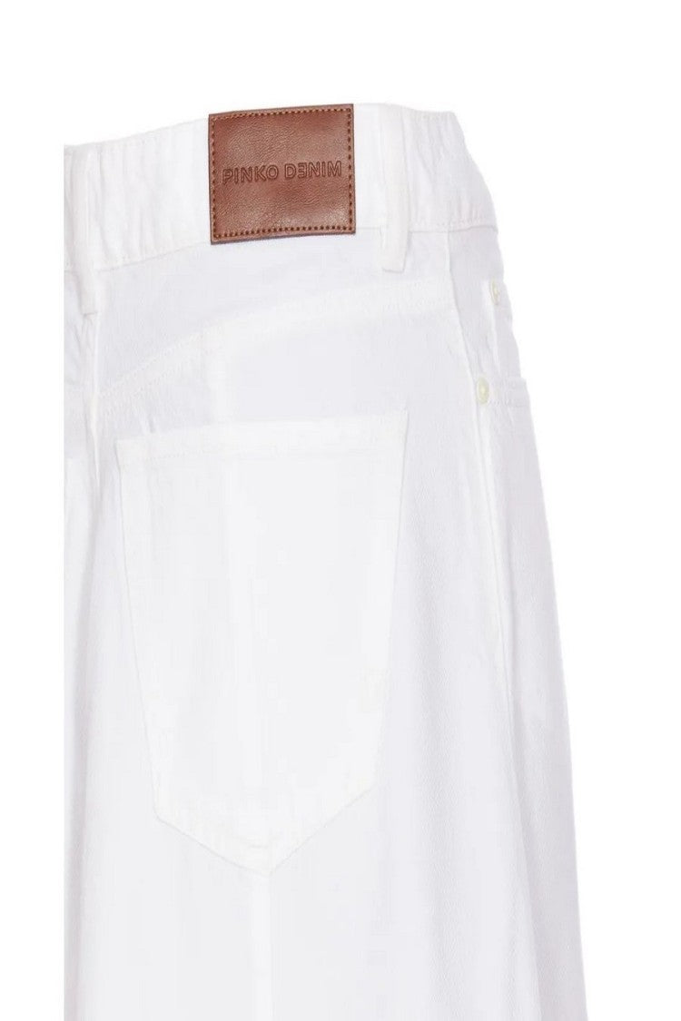Pinko High-Waisted White Skirt With Chain Detail