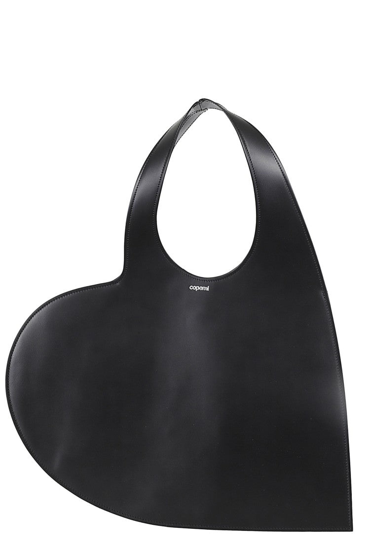 Coperni Black Heart Tote Double Handle Engraved Logo Suede Tote Bag