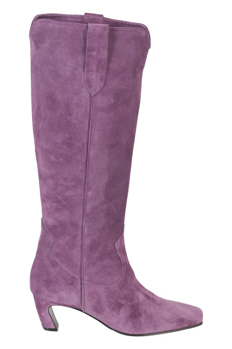 Aldo Castagna Knee-High Suede Boots With Square Toe