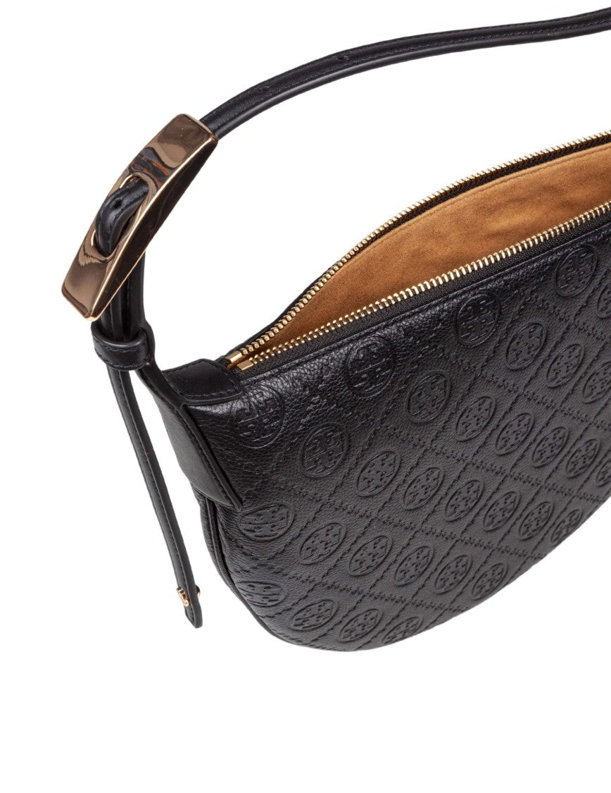 Tory Burch Monogram Leather Balloon Shoulder Bag, Black