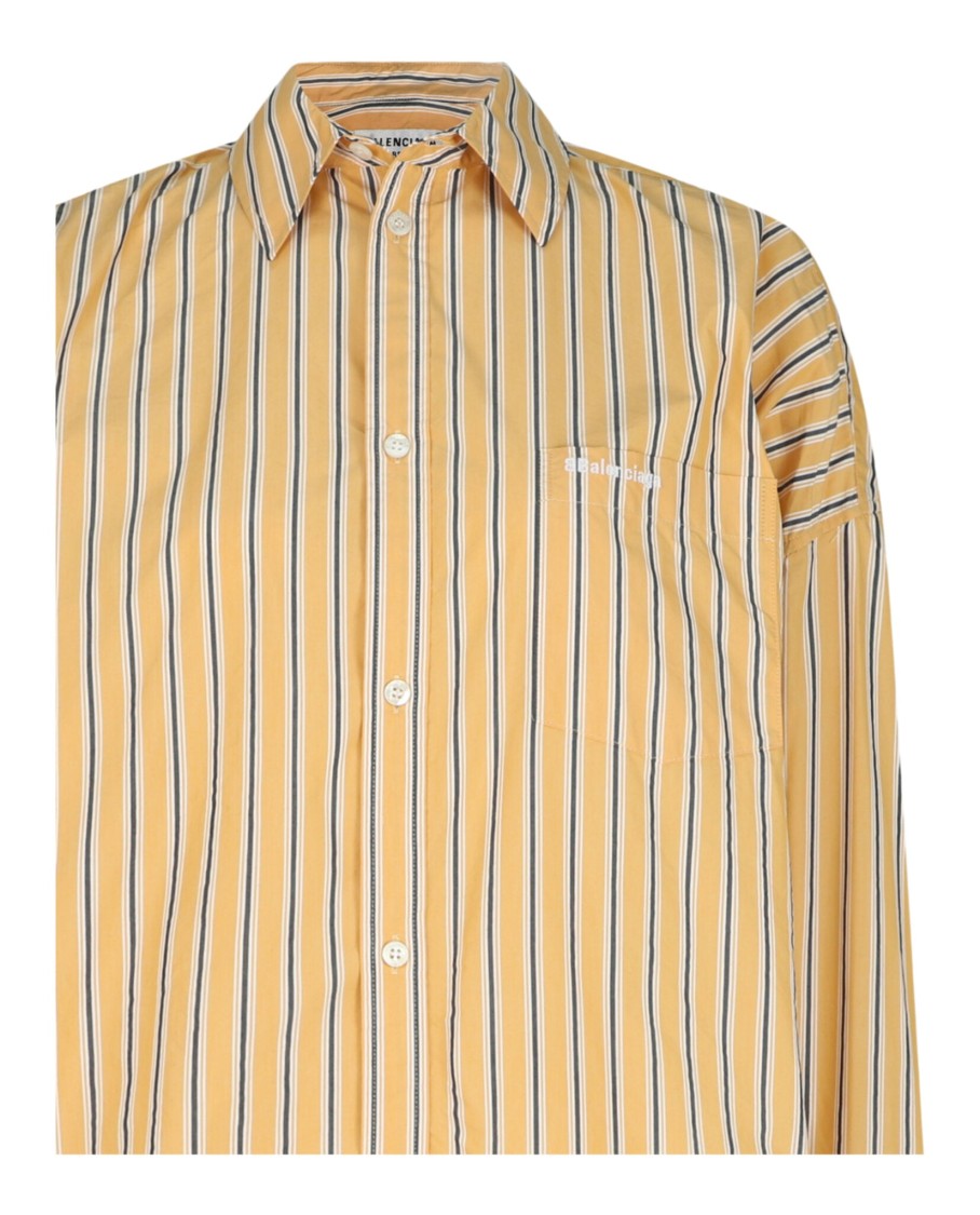 Balenciaga Cocoon Striped Poplin Shirt With Embroidered Logo