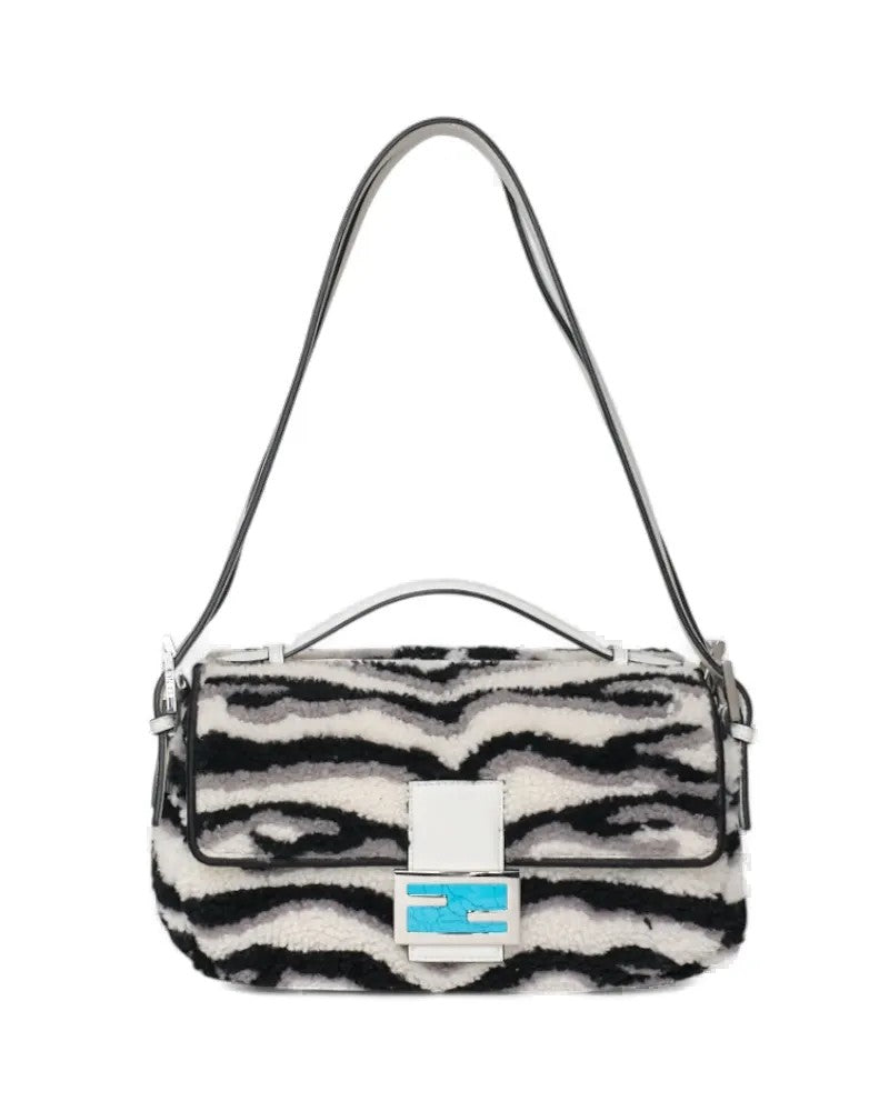 Fendi Double Sheep Baguette Sapphire White/Black