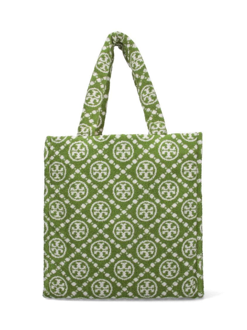 Tory Burch T-Monogram' Terrycloth Tote Bag – Green