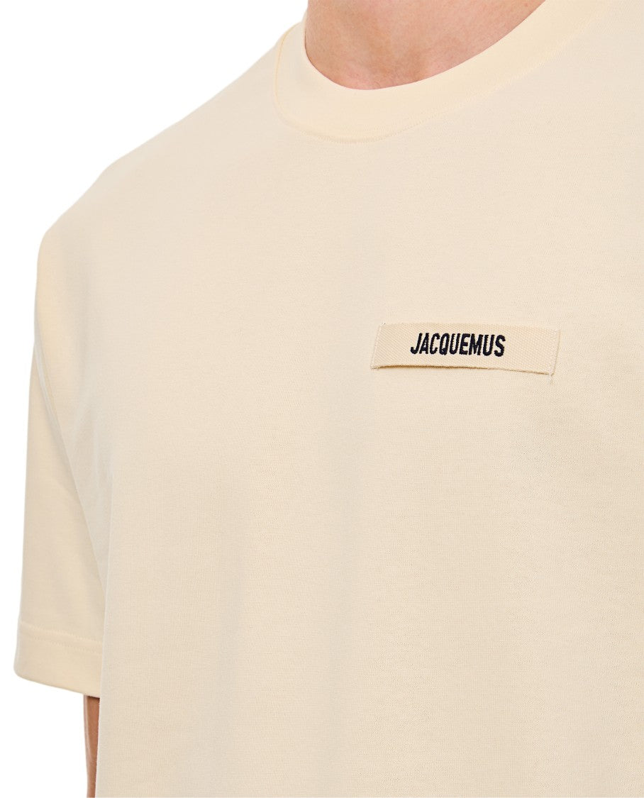 Jacquemus Minimalist Grosgrain Cotton T-Shirt With Round Neckline And Logo Detail