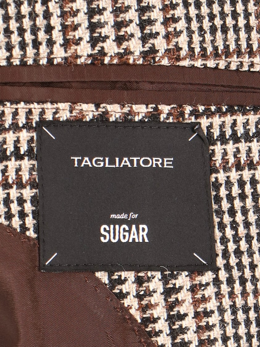 Tagliatore Beige Pied De Poule Wool-Blend Blazer