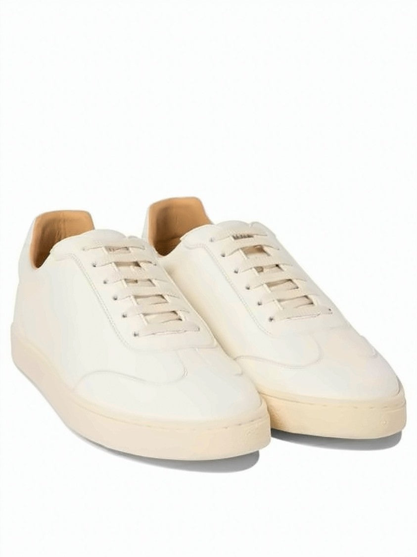 Brunello Cucinelli Minimalist Deerskin Leather Sneakers With Rubber Sole