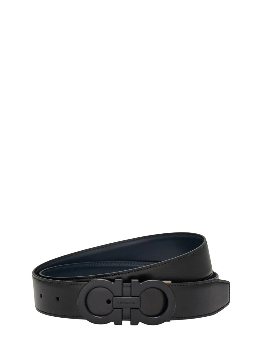 Ferragamo Reversible Calfskin Belt With Painted Gancini Buckle