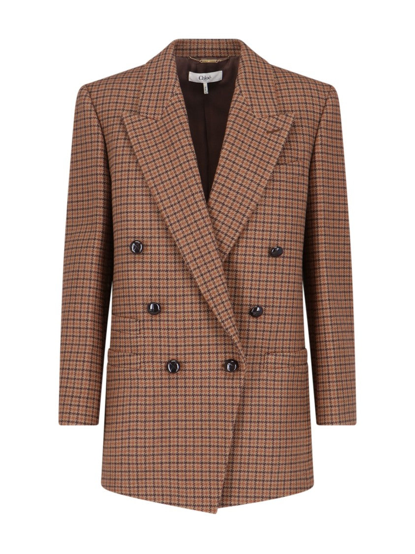 Chloé Tailored Double-Breasted Blazer – Brown