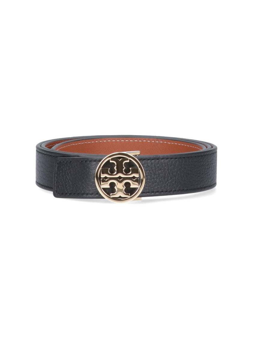 Tory Burch Black/Brown Miller Reversible Leather Belt