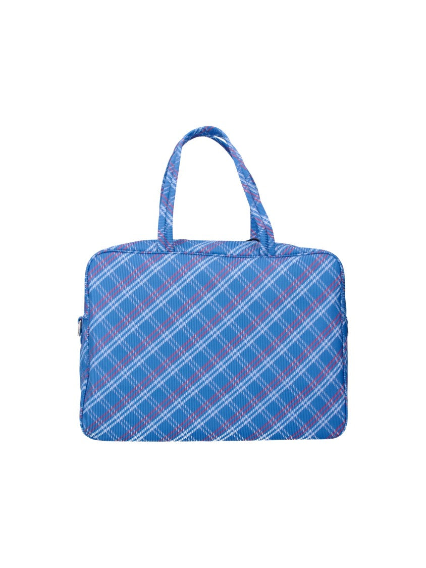 Vivienne Westwood Blue Jim Sports Plaid Fabric Tote Bag