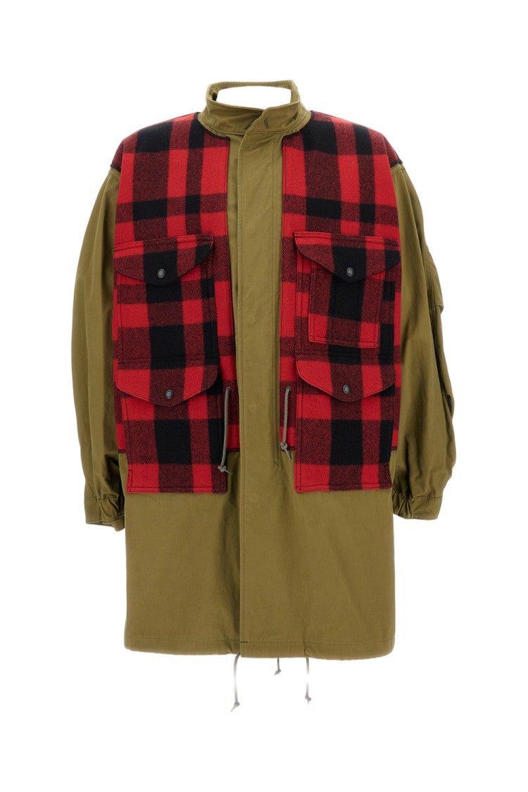 Junya Watanabe Cotton Tweed-Panel Oversized Parka