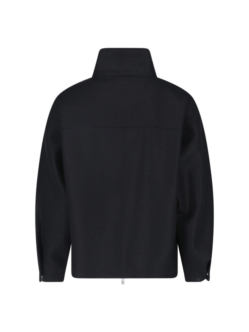 Laminar Zip-Up Virgin Wool Jacket With High Collar And Chest Pocket
