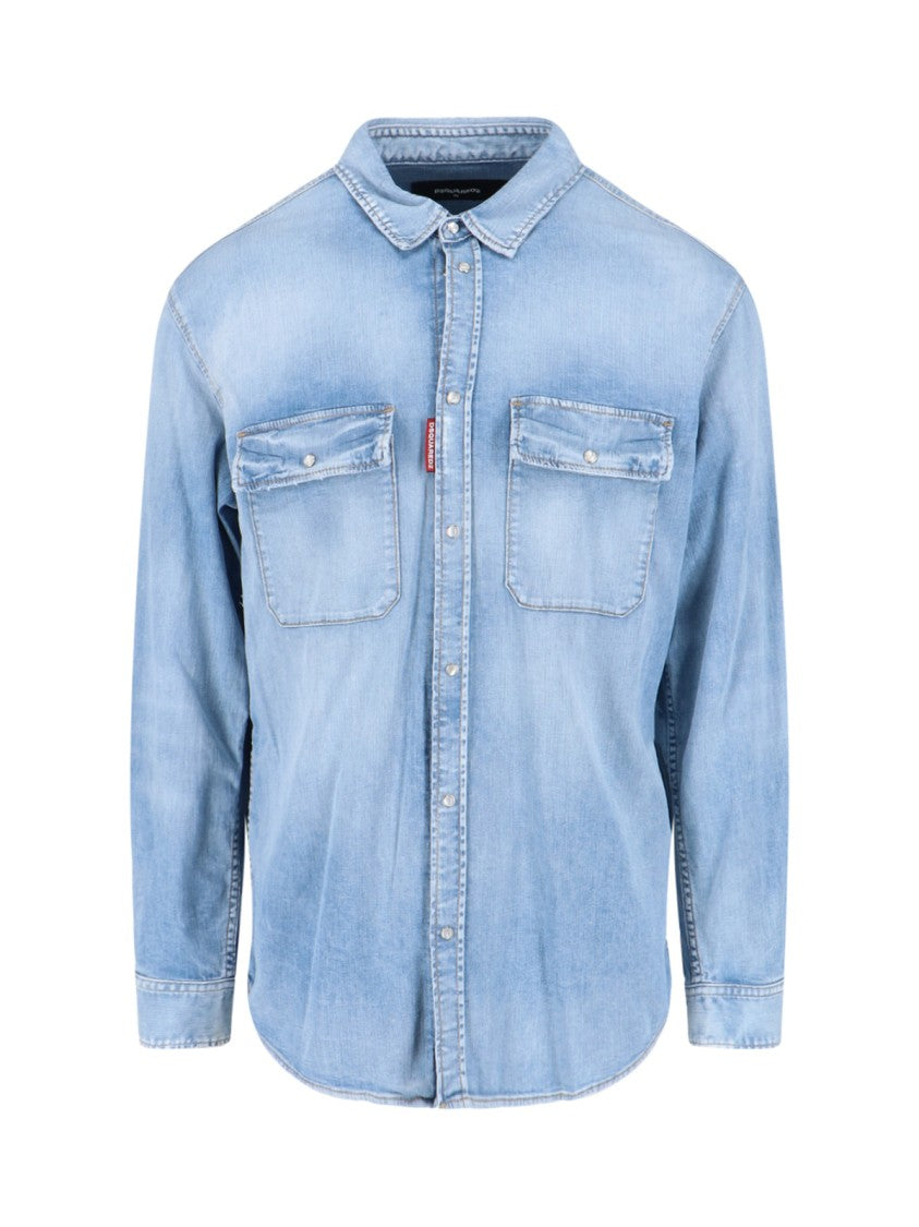 Dsquared2 Logo Shirt – Light Blue Denim