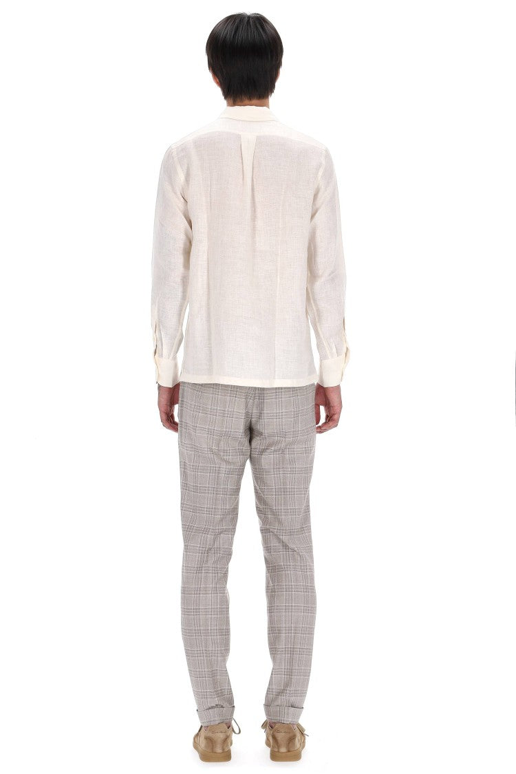 Pt Torino Open Collar Over Fit Linen Shirt
