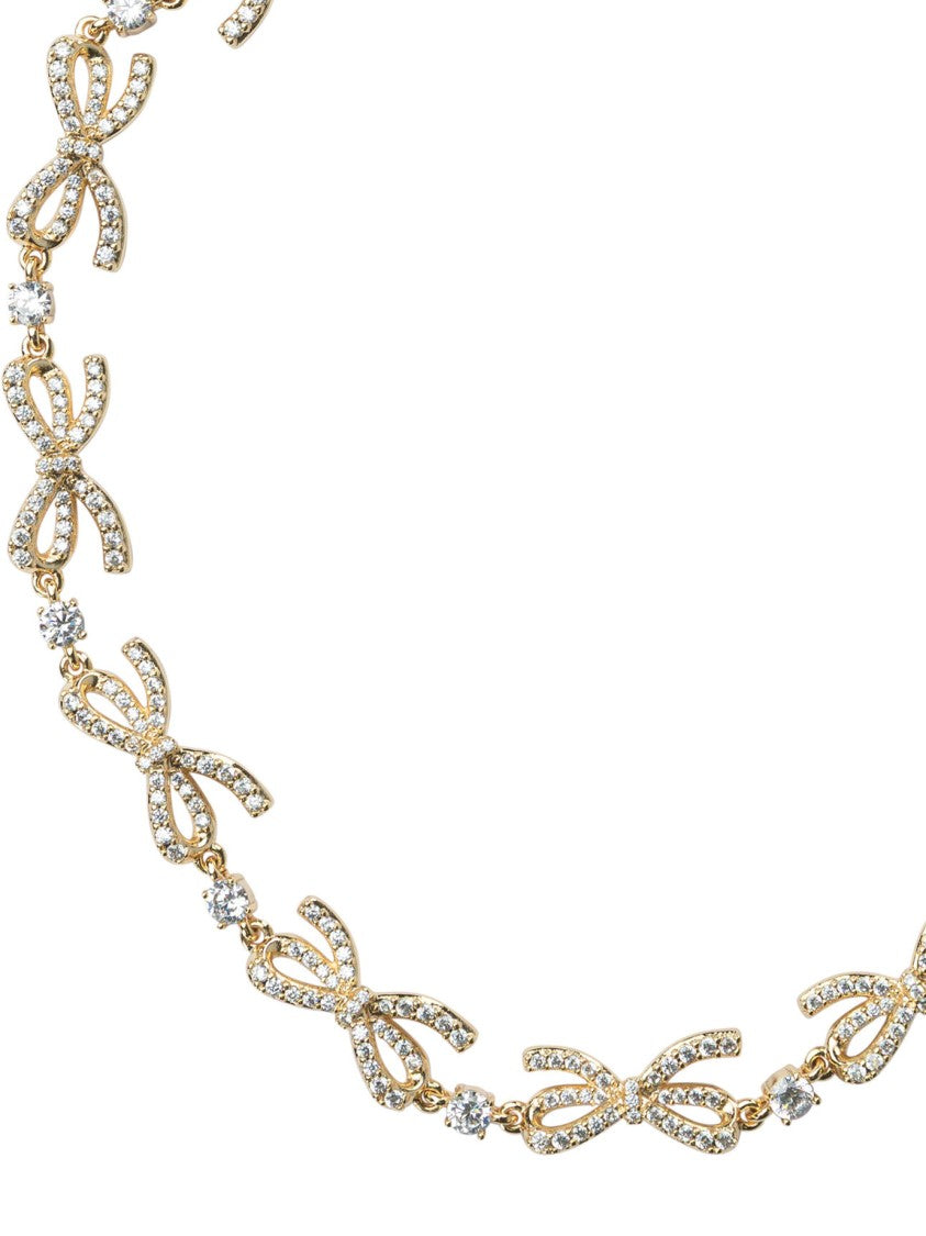 Self-Portrait Necklace With Embellished Bows And Crystals