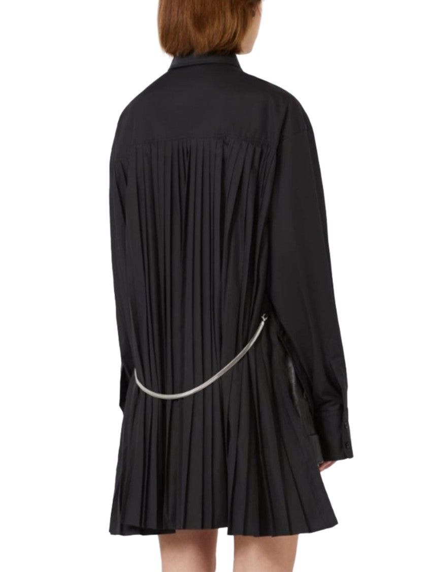 Max Mara Oversized Pleated Black Shirt With Classic Collar