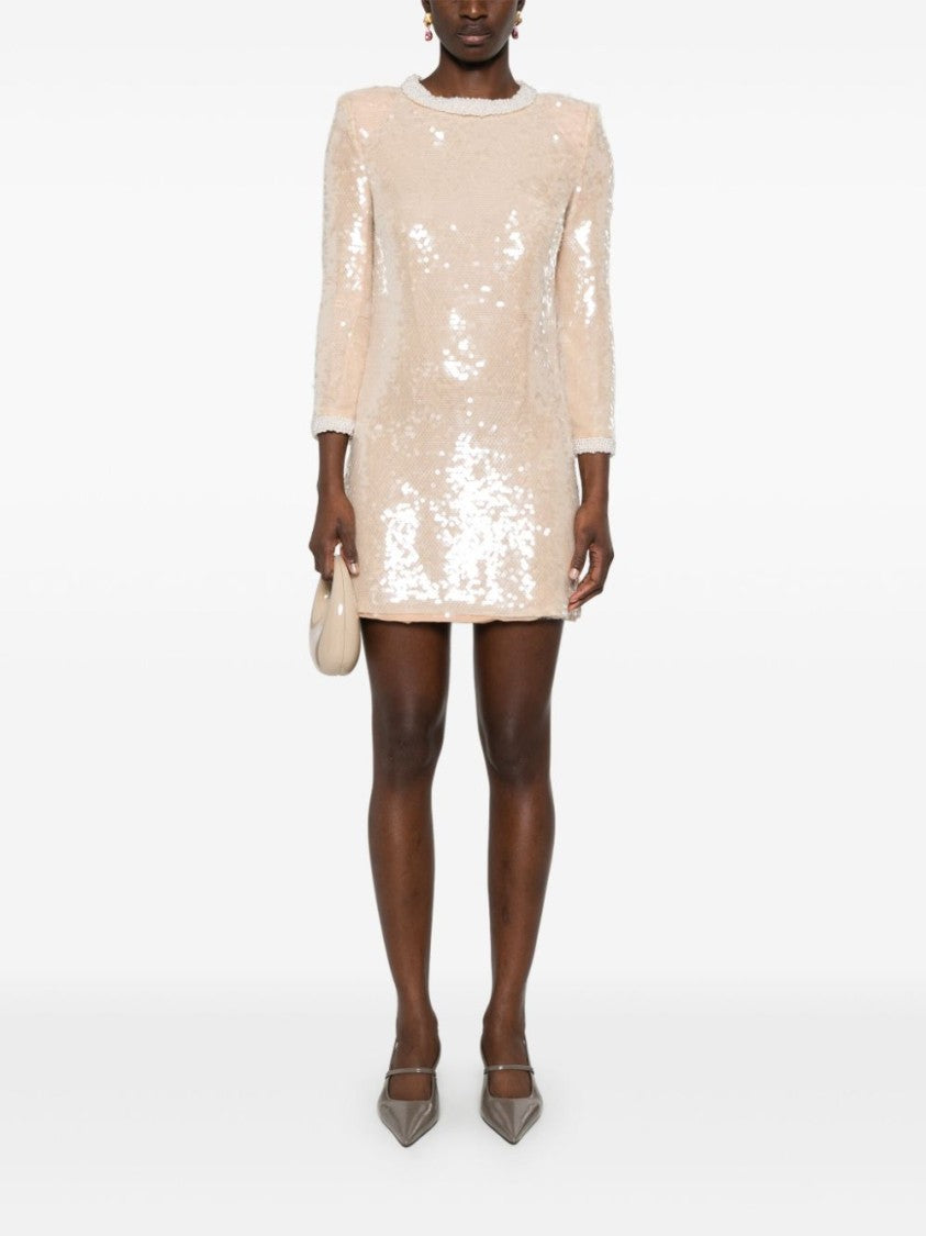Self-Portrait Sequin Pearl-Trim Mini Dress