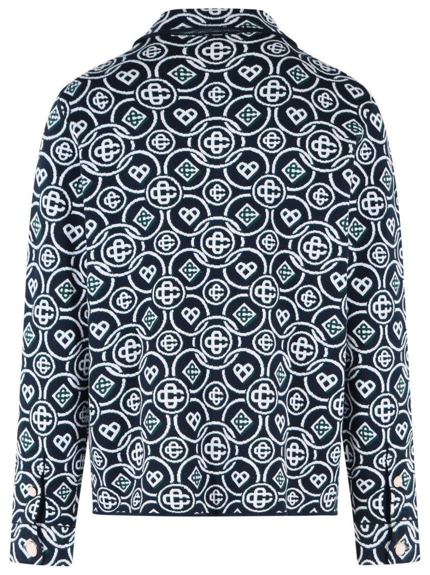 Casablanca Navy Cc Monogram Cotton Shirt