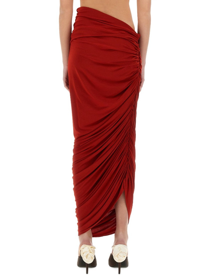 Magda Butrym Draped Midi Skirt With Intricate Ruching