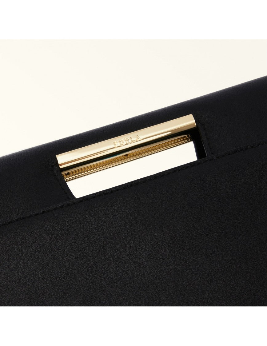 Furla Giada Leather Pouch Bag Color Black