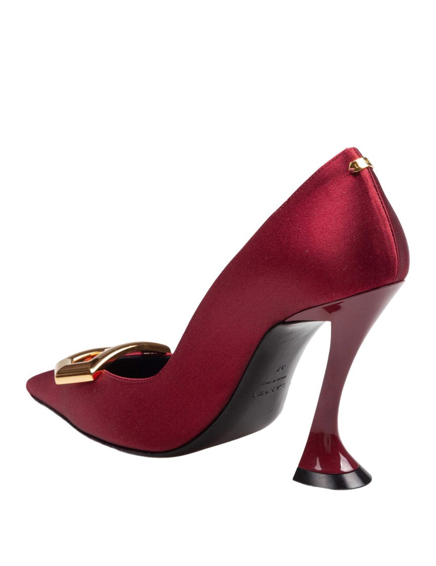 Lanvin Satin Buckle Pumps With Sculpted Heel