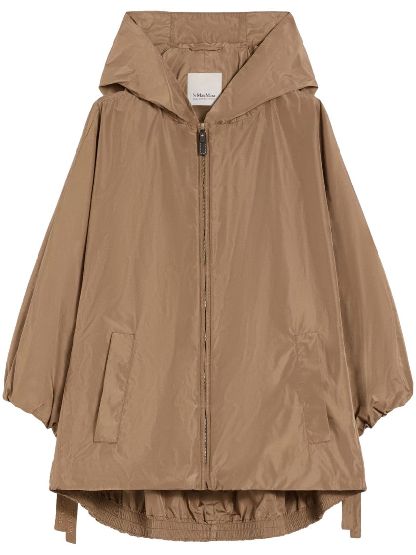 Max Mara Loose-Fit Brown Jacket With High Collar And Hood