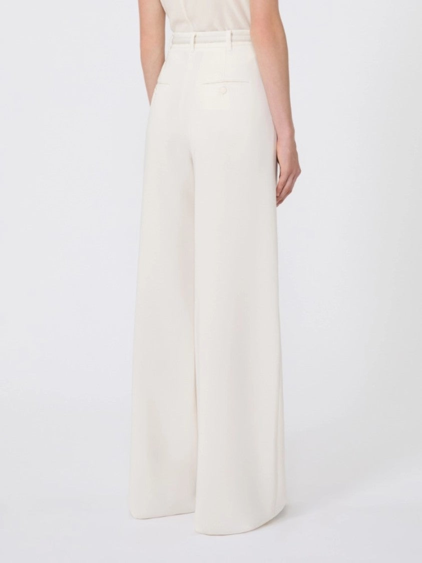 Max Mara Ivory Wide-Leg Trousers With Classic Fit
