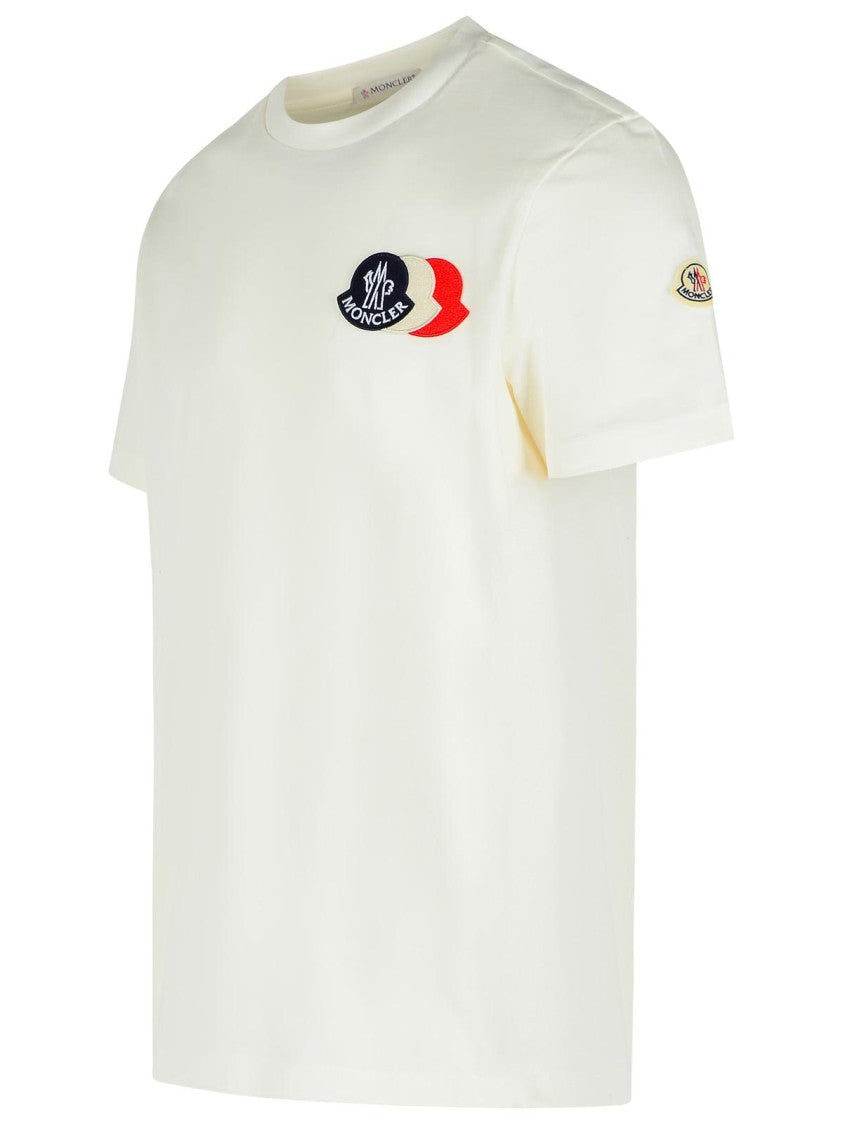 Moncler Cotton T-Shirt With Ribbed Crew Neck And Signature Logo Patches
