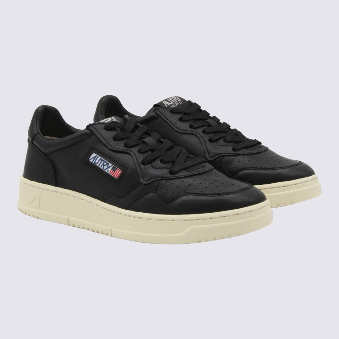 Autry Medalist Black Leather Sneakers With Suede Accents
