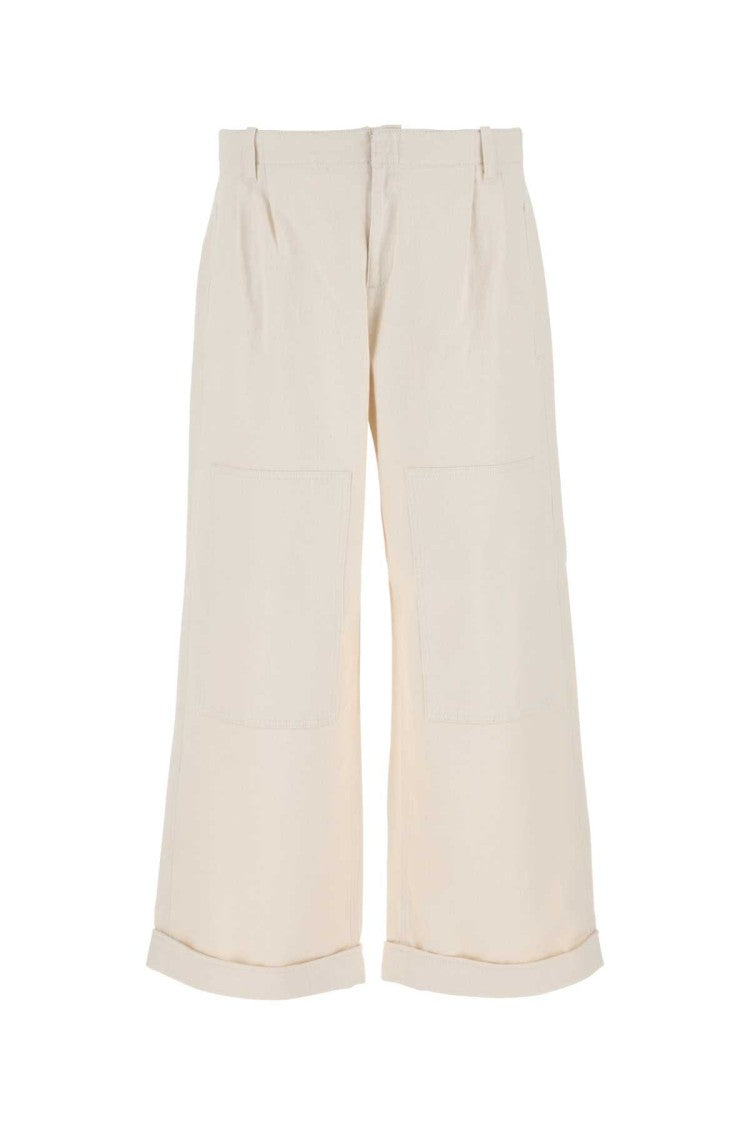 Etro Melange Ivory Stretch Cotton Wide-Leg Pant