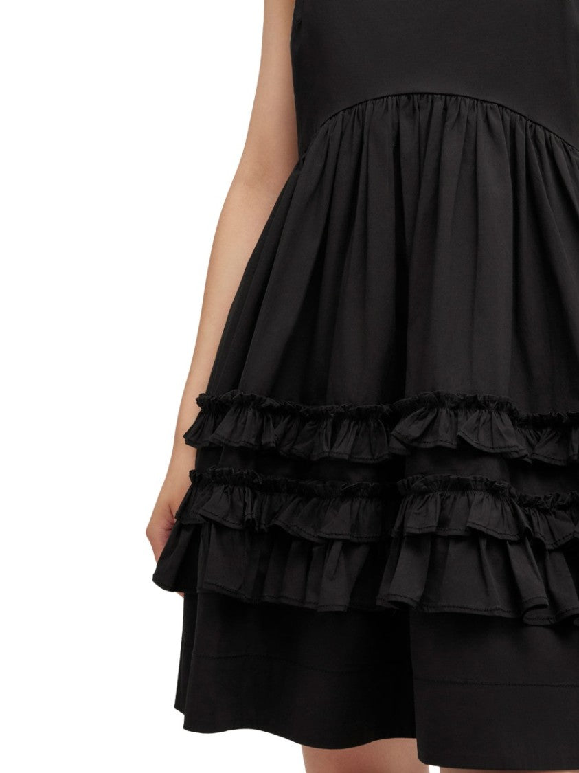 Ganni Organic Cotton Ruffled Hem Mini Dress