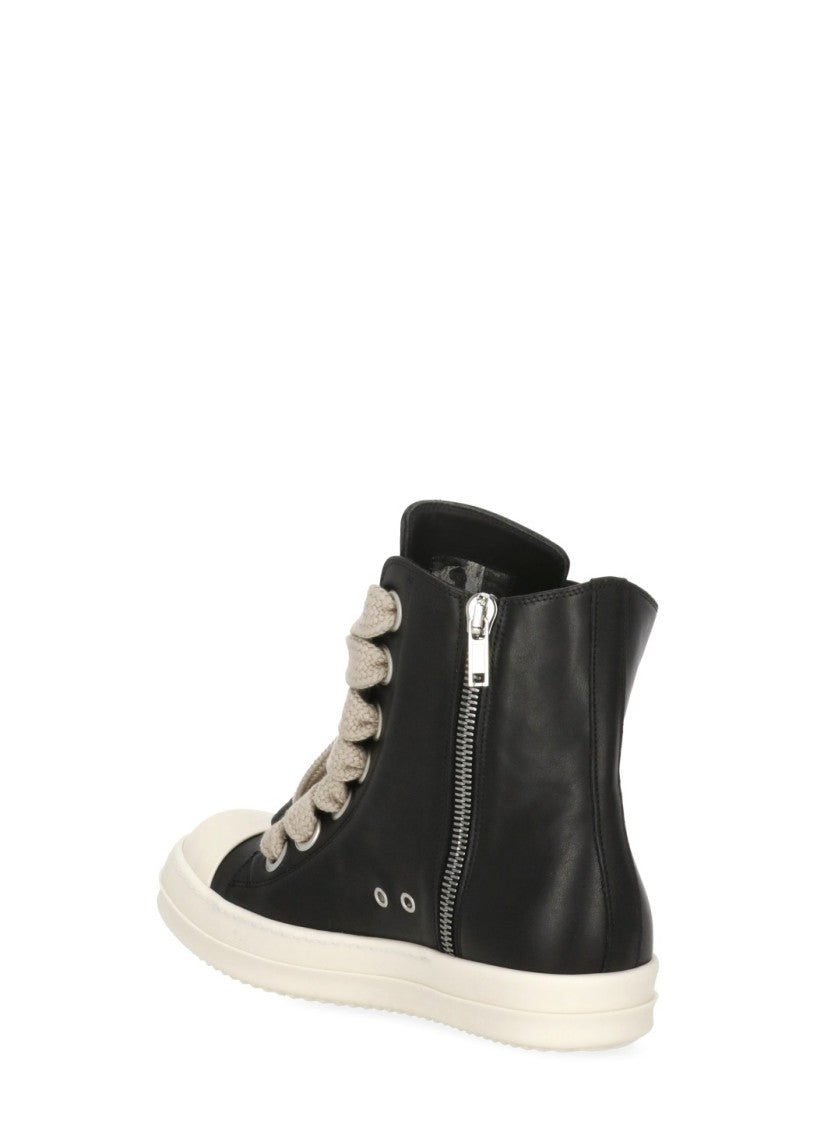 Rick Owens Black Jumbo Laces Side Zip Sneakers
