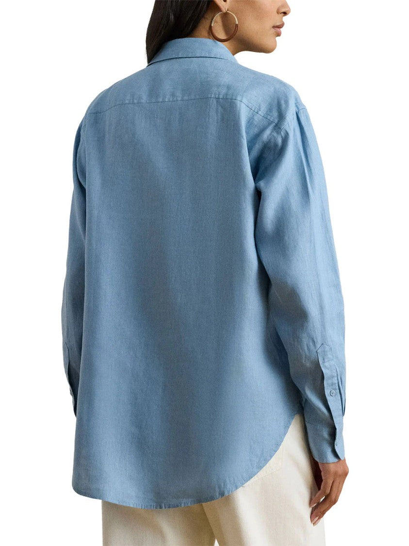Lauren Ralph Lauren Blue Woven Sport Recycled Shirt Blouse