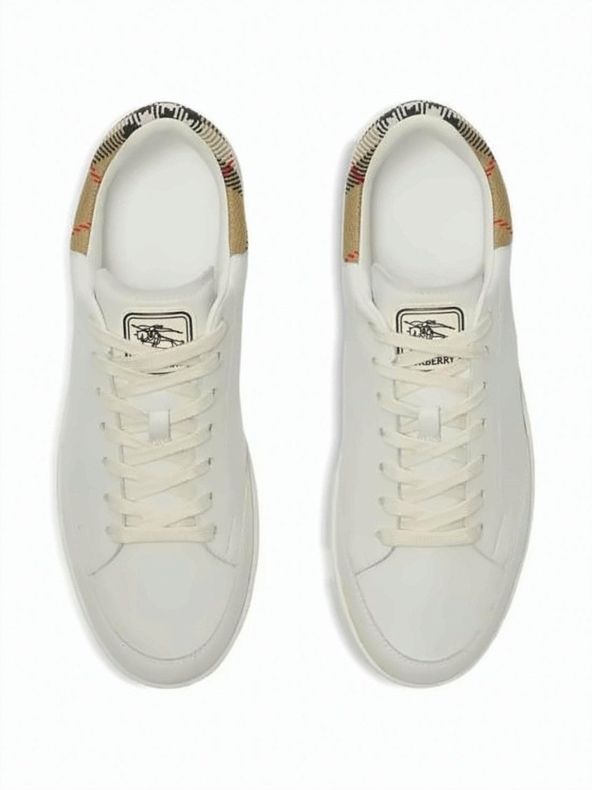 Burberry Leather Low-Top Sneakers With Distinctive Checkered Accents