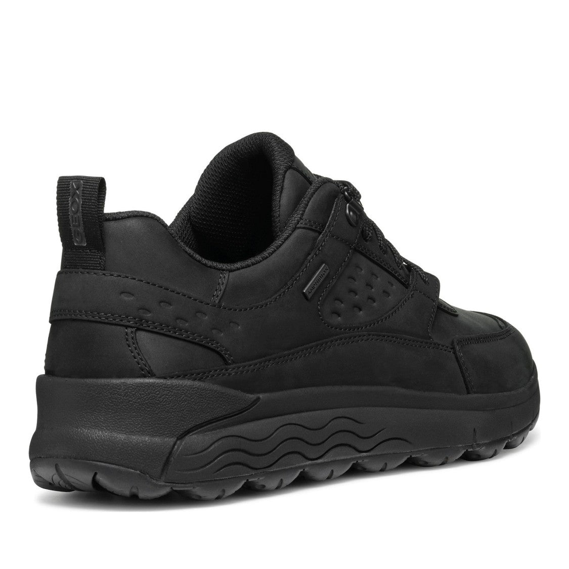 Geox Spherica Black All-Black Leather Sneakers