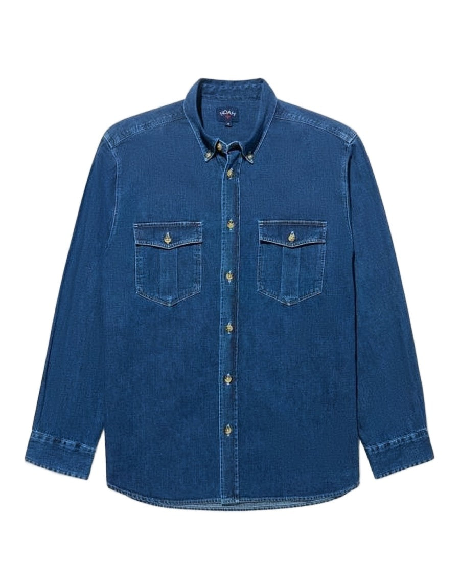Noah Classic Denim Long-Sleeve Shirt With Button-Down Collar