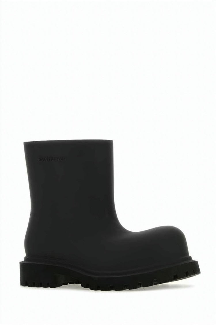 Balenciaga Minimalist Black Chunky Sole Boots With Rounded Toe