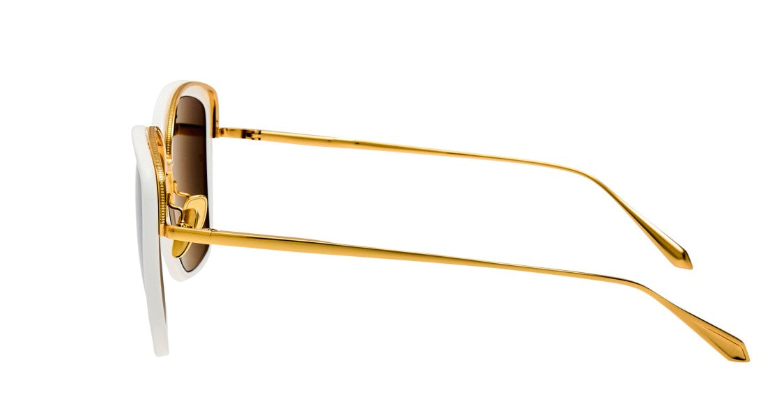 Linda Farrow Lfl Bold Oversized Square Sunglasses With Gold-Toned Accents