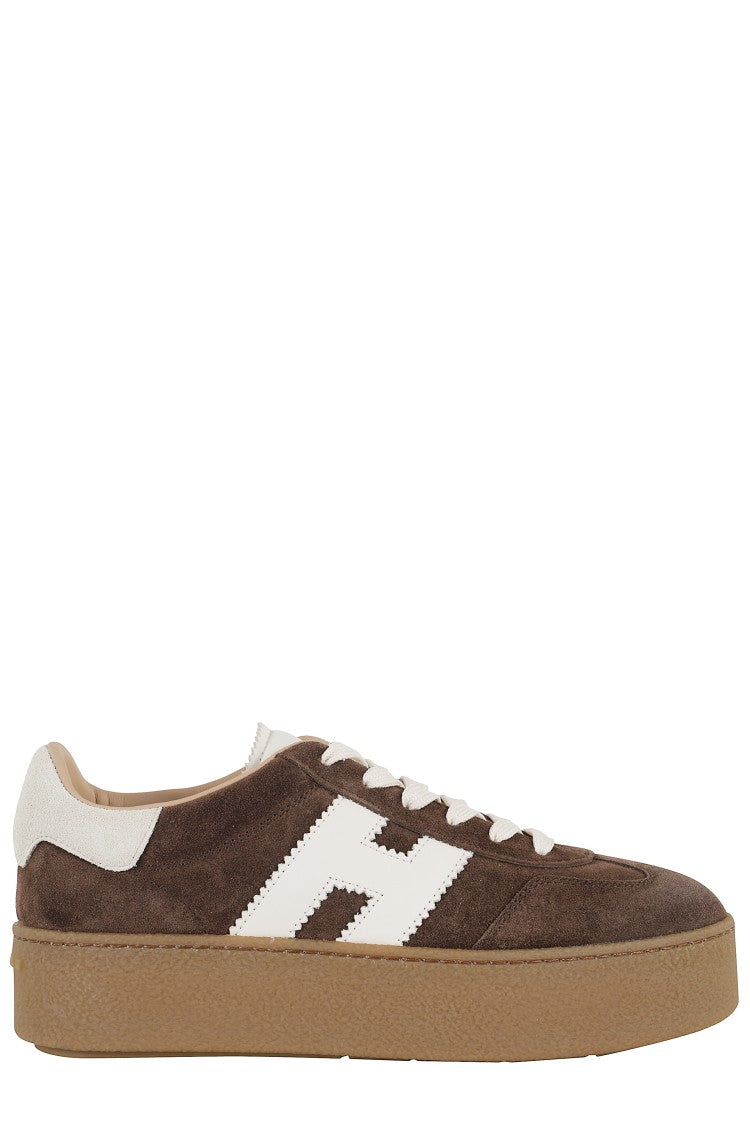 Hogan Bespoke Brown Suede Sneakers With Leather Logo