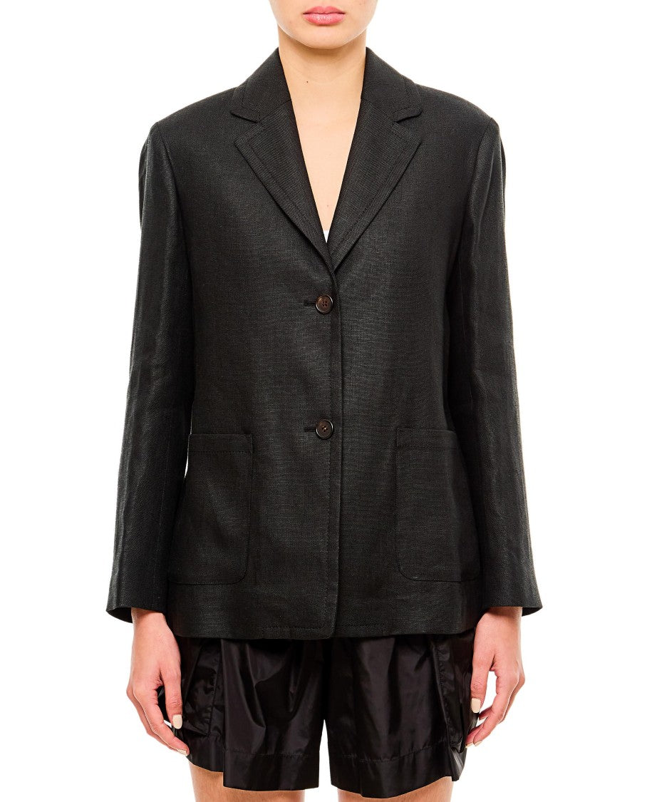 Max Mara Tailored Dark Denim Blue Jacket With Classic Lapels