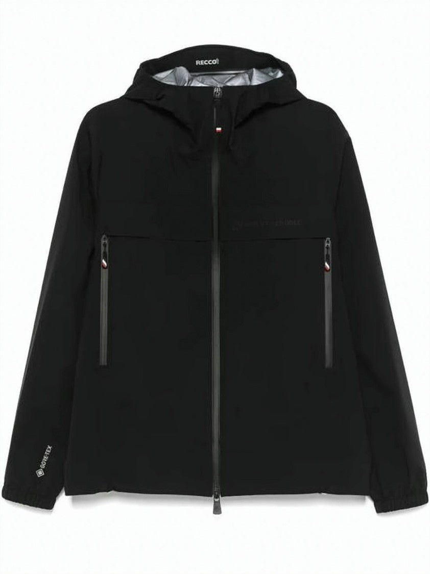 Moncler Fitted Black Jacket With Adjustable Waist And Hood