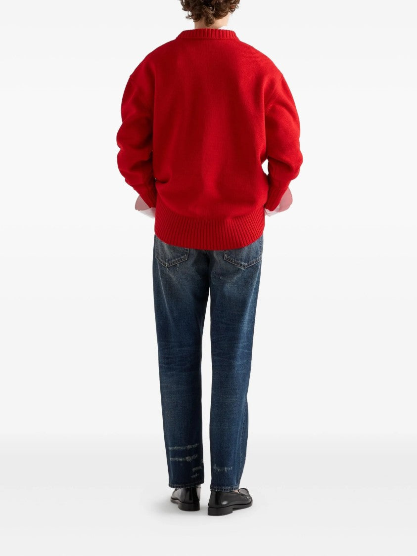 Prada Vibrant Red Relaxed-Fit Knit Sweater