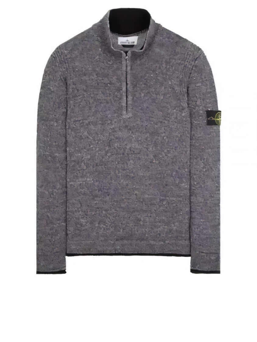 Stone Island Textured Knit Turtleneck With Half-Zip Closure