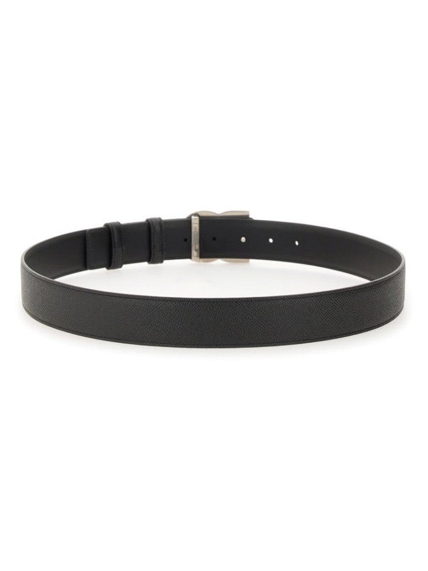 Dolce & Gabbana Textured Black Leather Belt