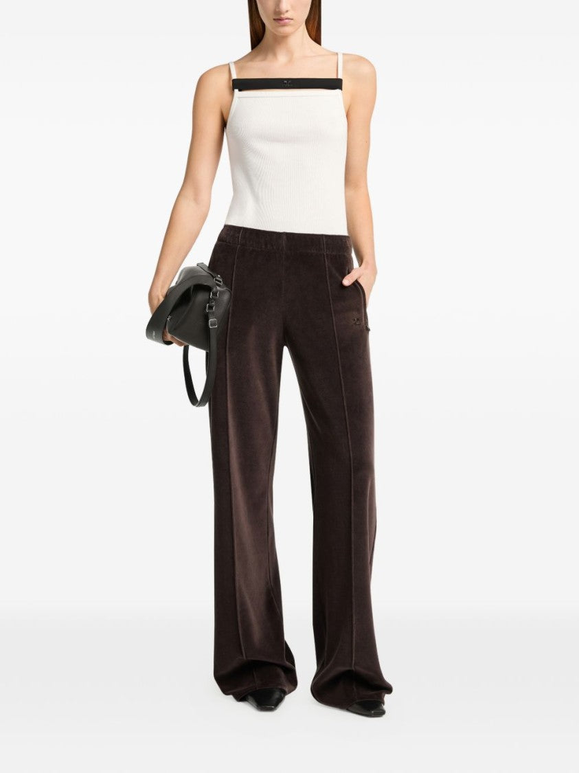 Courrèges Sleeveless Square Neck Contrasting Logo Top